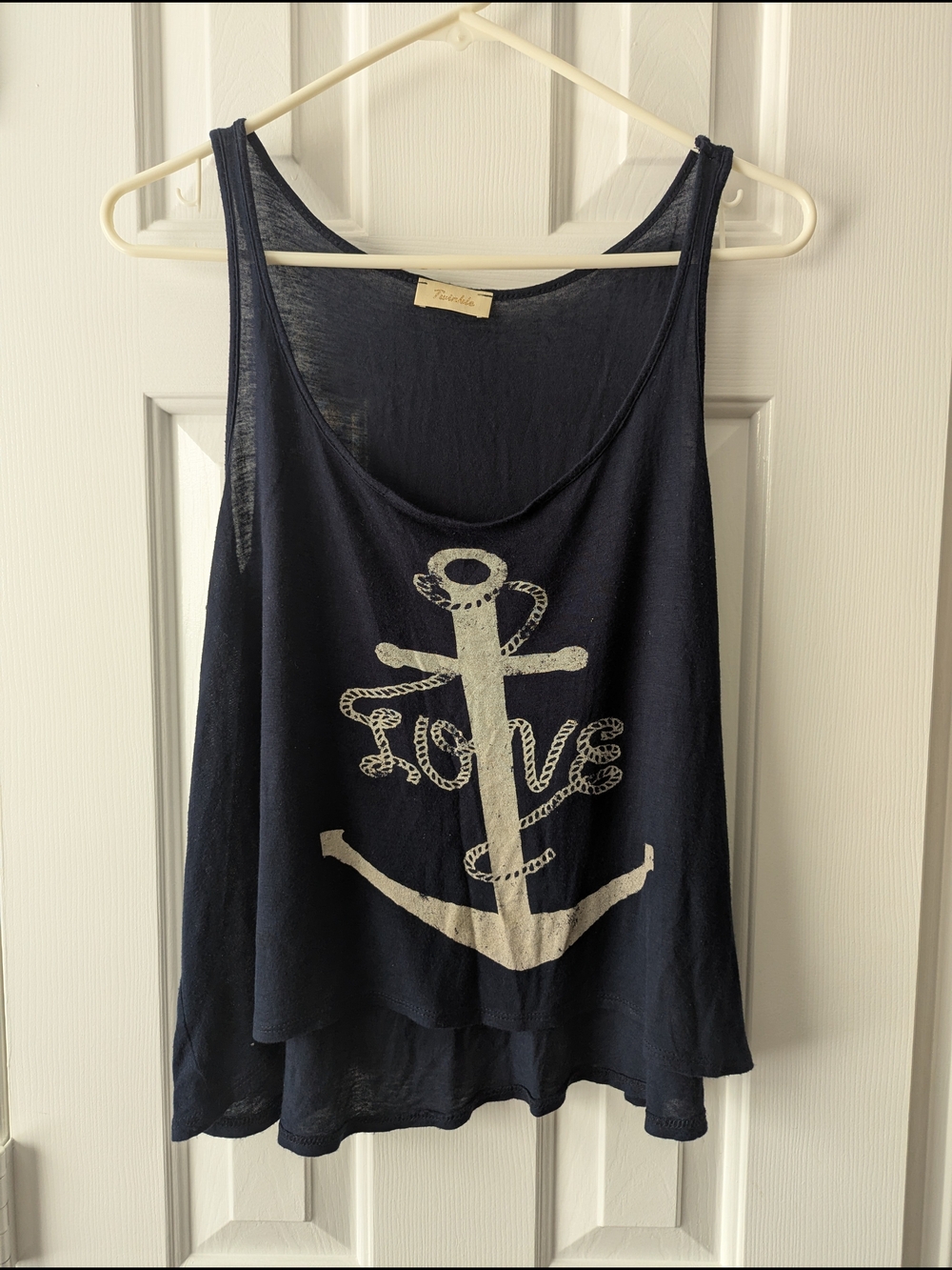Navy Tank with White Anchor Graphic